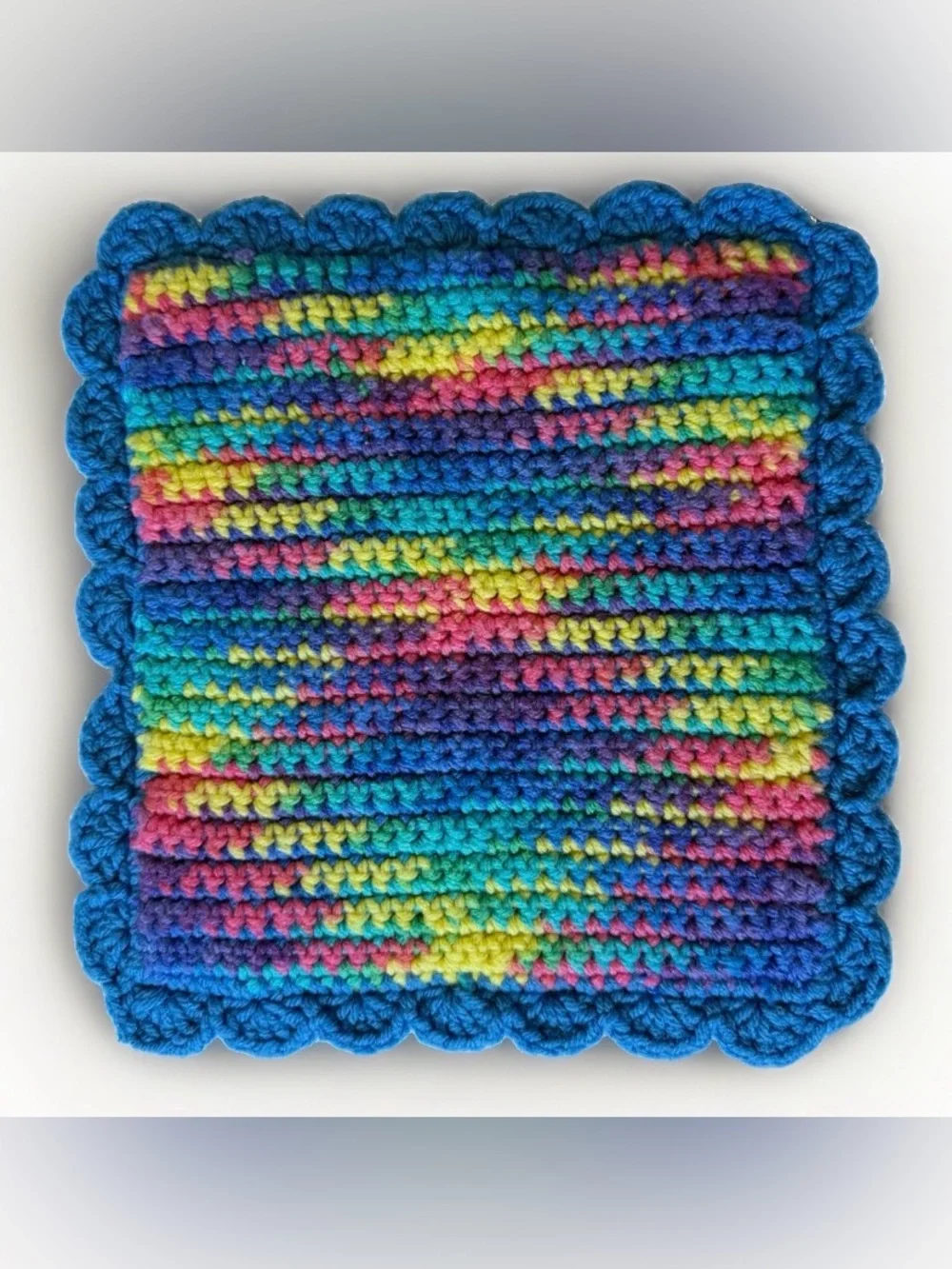 Vintage Handmade Crochet Potholder Hot Pad Trivet Lot of 3 Grandmacore Rainbow
